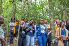 Young people on a guided tour of Ngangao forest, located in Taita Hills in Kenya.